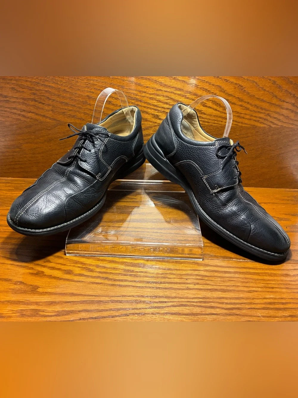 Johnston & Murphy Sheepskin Pebbled Leather Oxford Shoes Black Men’s 10.5